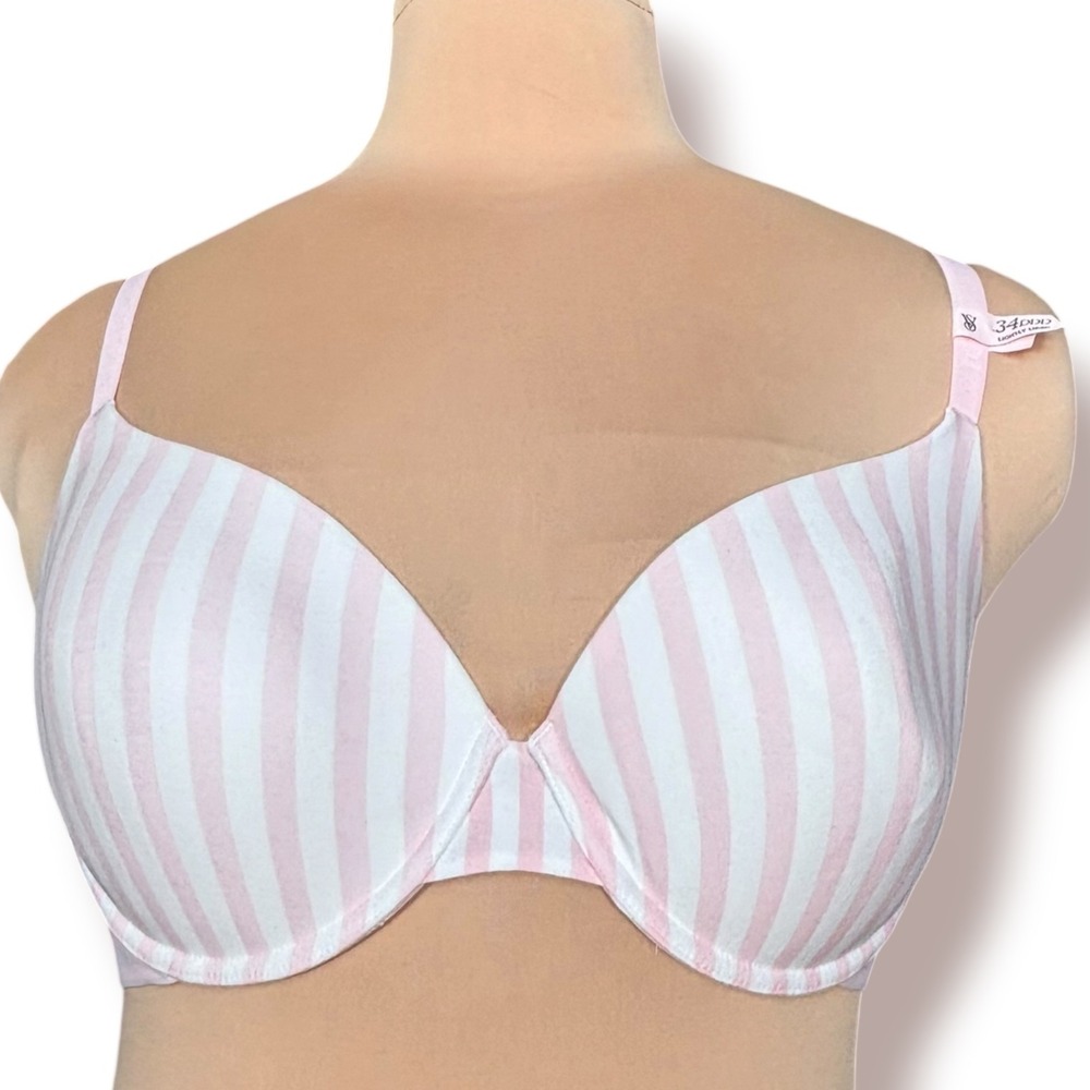 Victoria's Secret 34DDD Pink White Stripe Lightly Lined Underwire Bra New Ballet